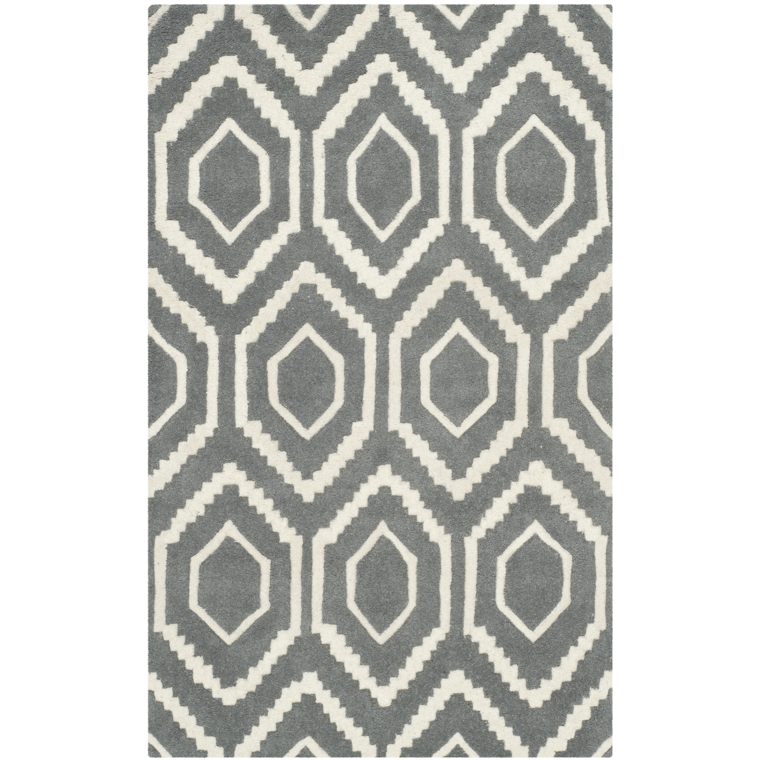 Safavieh Handmade Moroccan Chatham Rectangular Dark Grey/ Ivory Wool Rug (23 X 5)