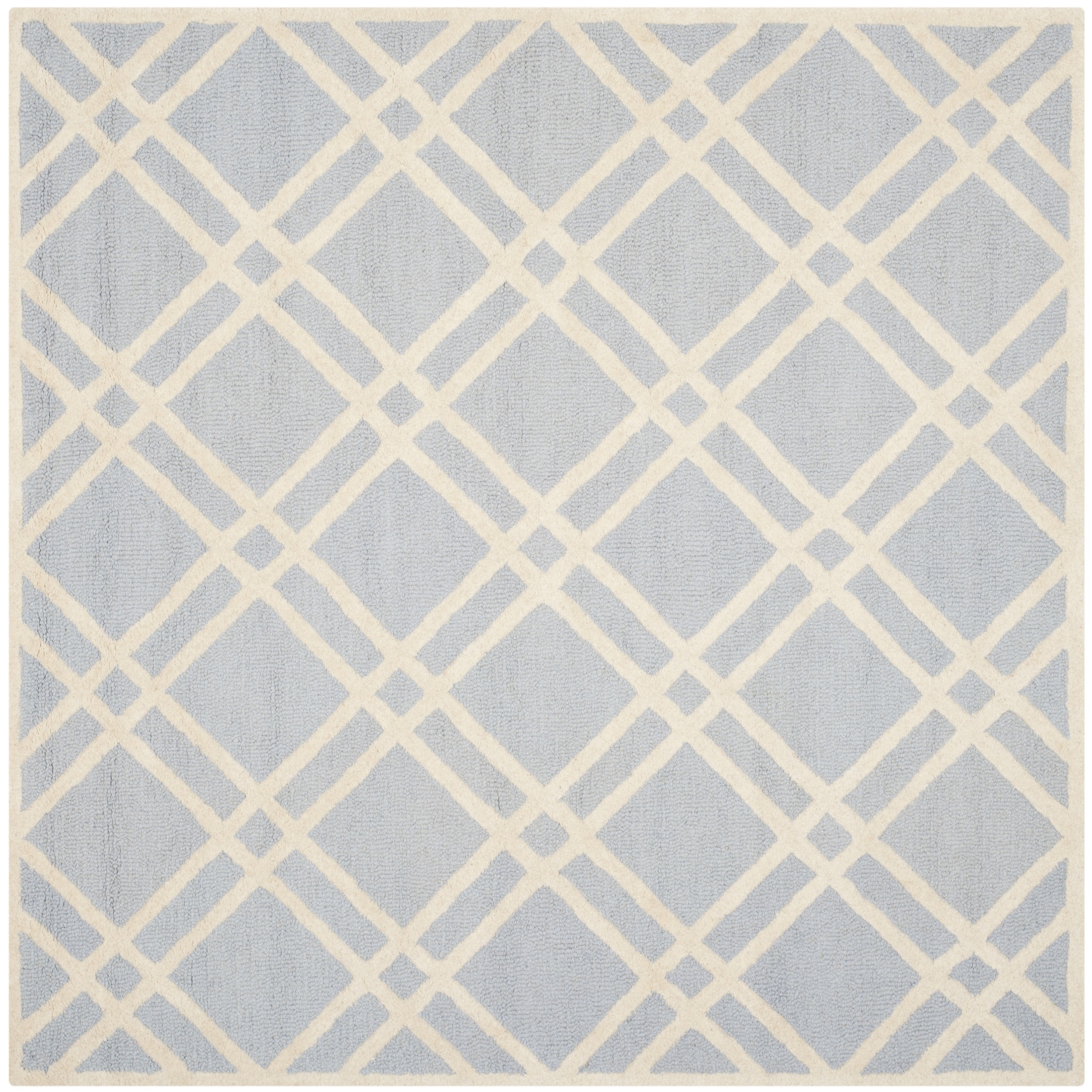 Safavieh Handmade Moroccan Cambridge Contemporary Light Blue/ Ivory Wool Rug (8 Square)