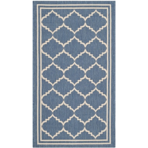 Safavieh Power Loomed Indoor/Outdoor Courtyard Navy/Beige Rug (27 x 5