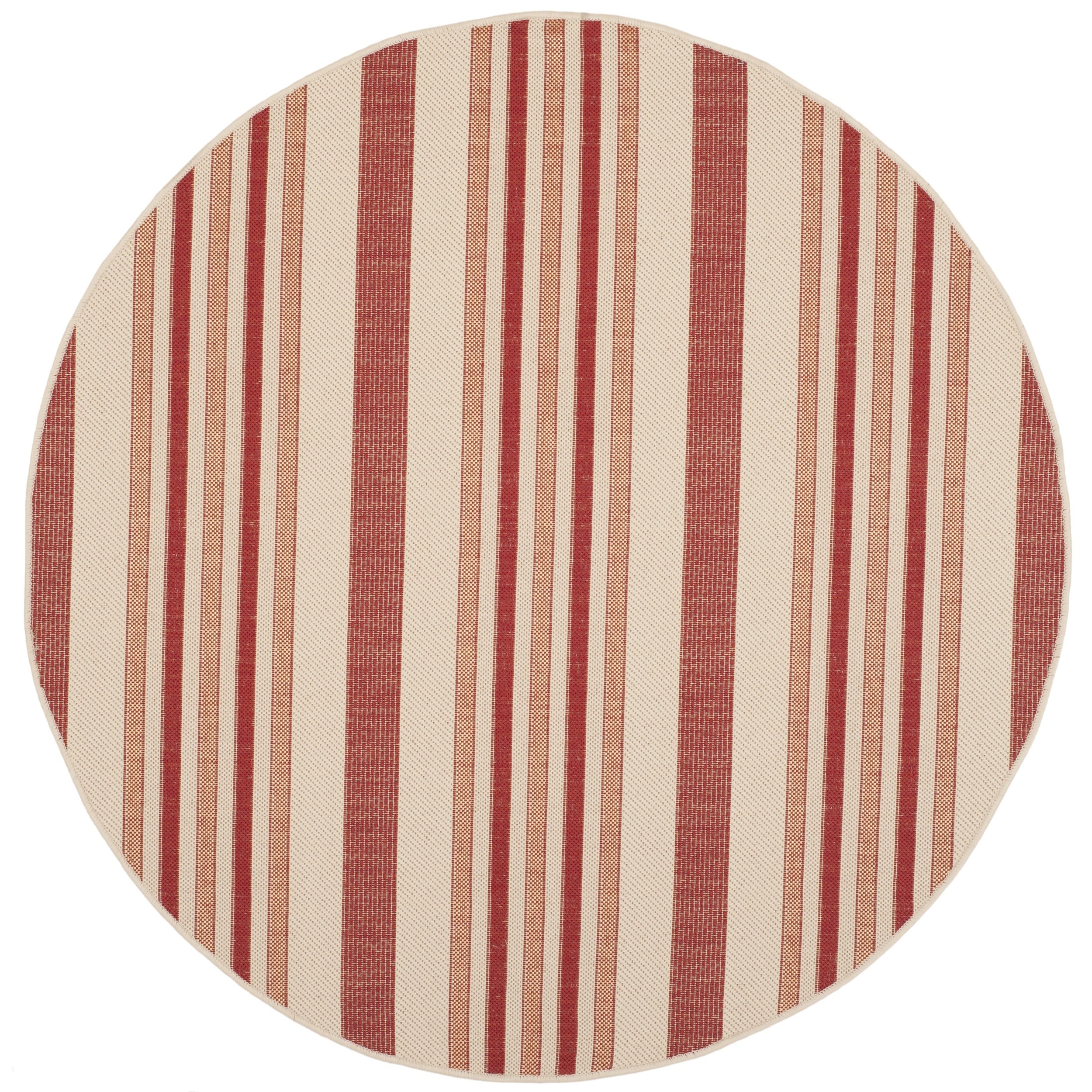 Safavieh Indoor/ Outdoor Courtyard Beige/ Red Rug (67 Round)