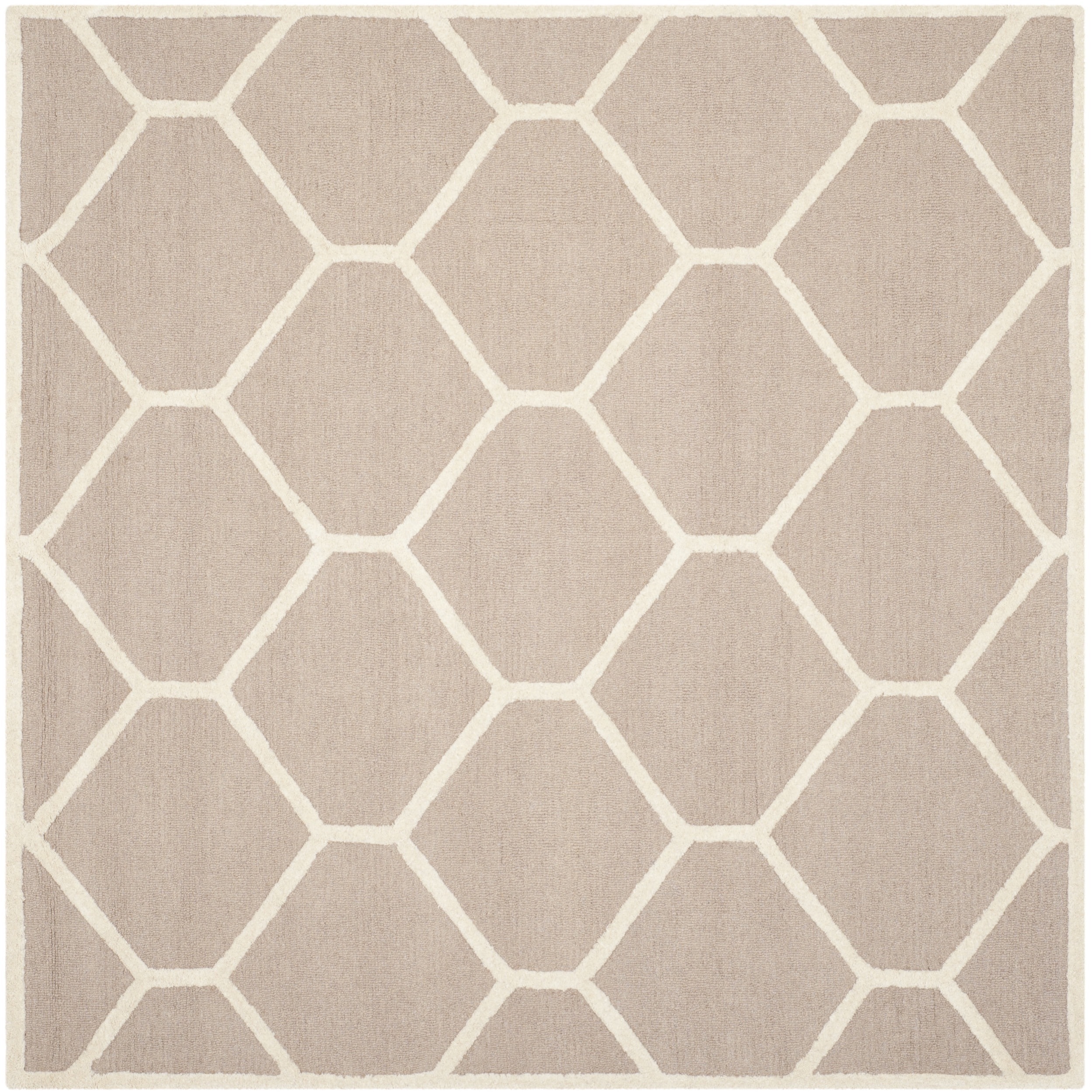 Safavieh Handmade Moroccan Cambridge Collection Beige/ Ivory Wool Rug (8 Square)