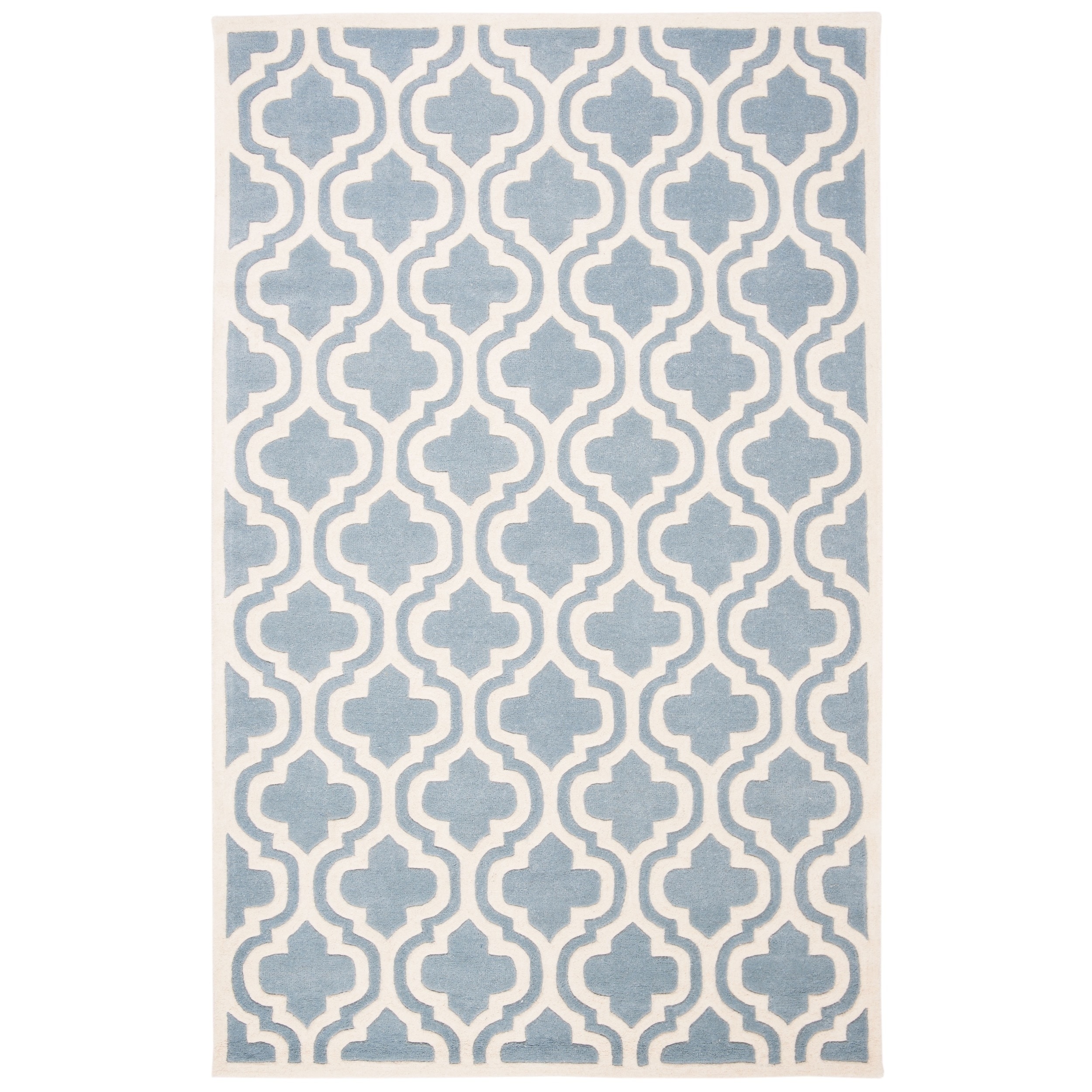 Safavieh Handmade Moroccan Chatham Blue/ Ivory Wool Geometric pattern Rug (4 X 6)