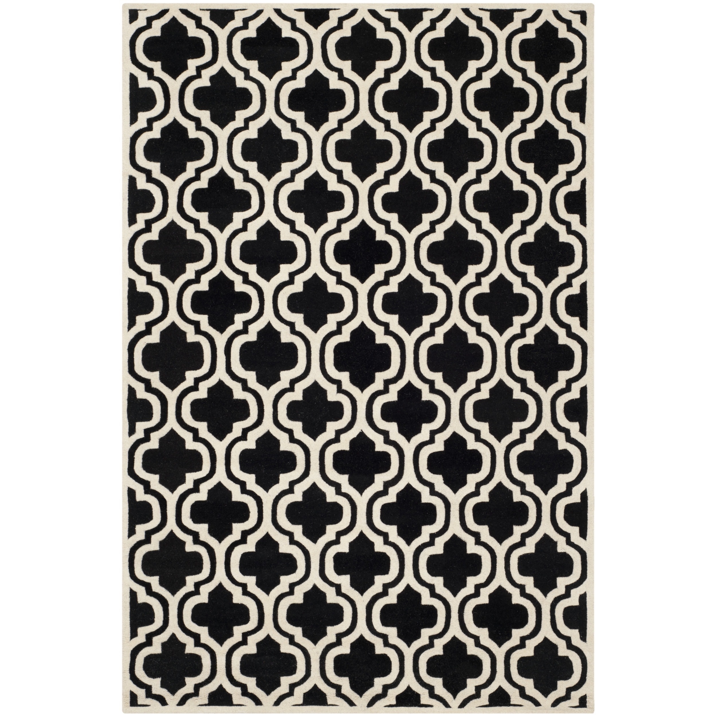 Safavieh Handmade Moroccan Chatham Black/ Ivory Wool Rug (4 X 6)