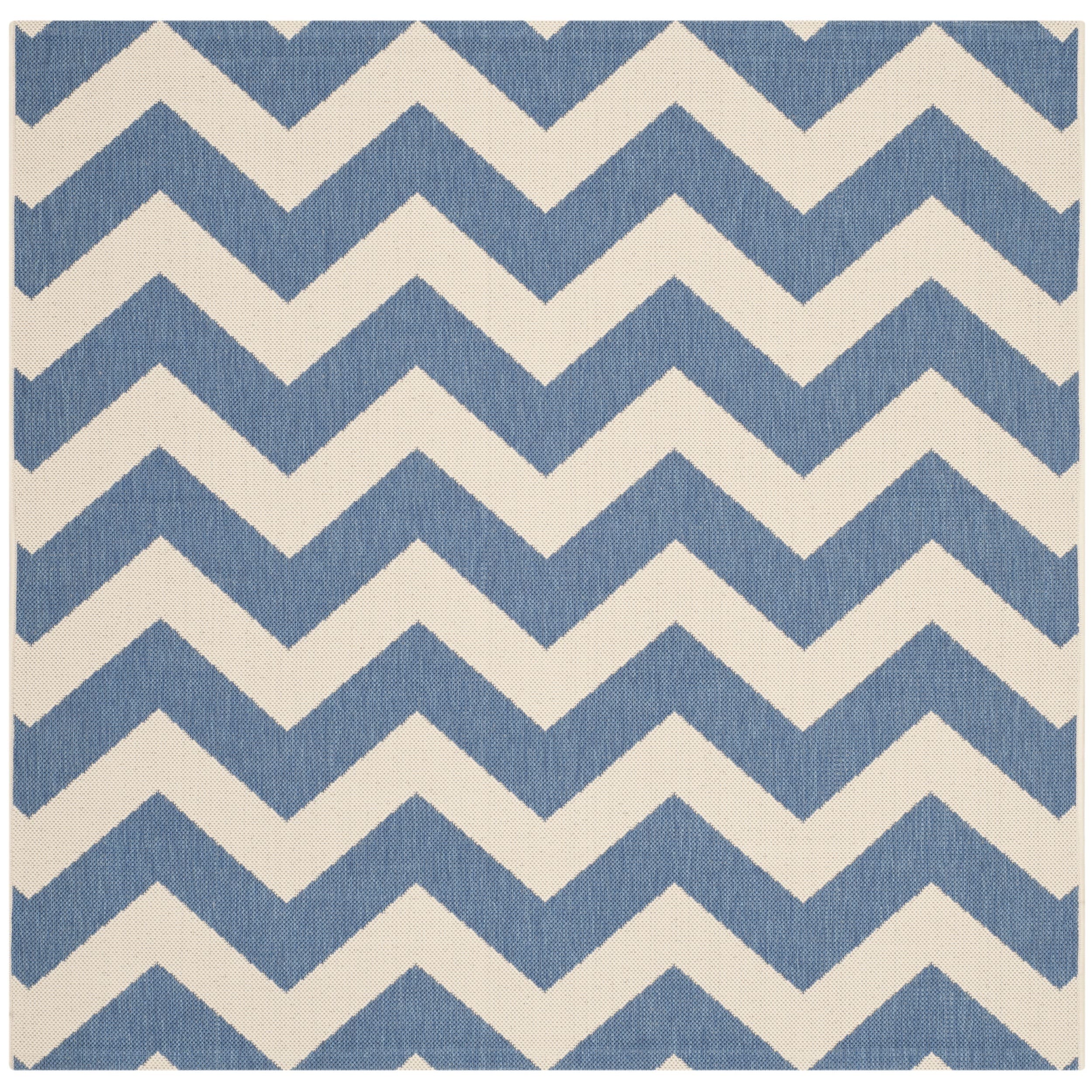 Safavieh Indoor/outdoor Courtyard Blue/beige Zig zag Area Rug (710 Square)