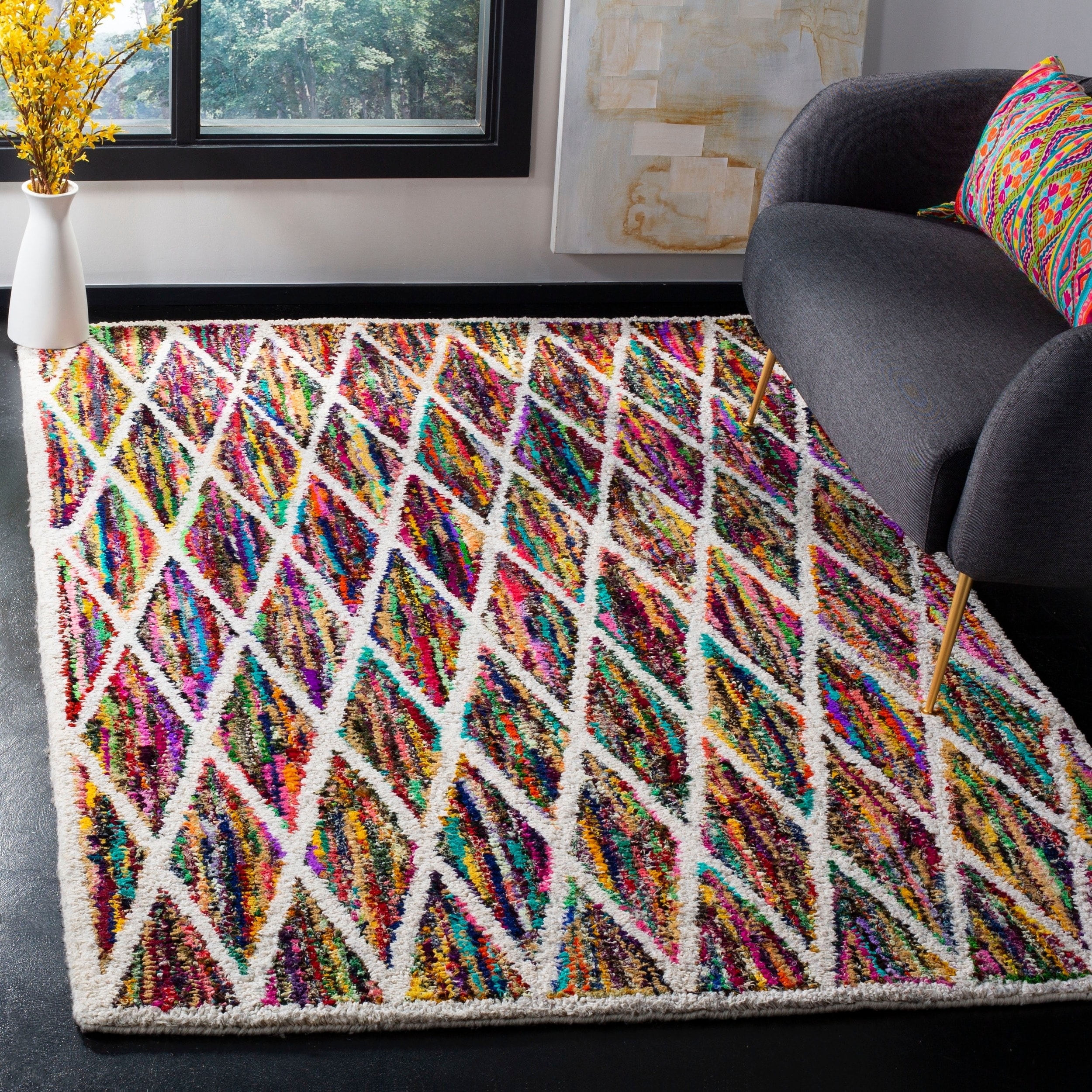 Safavieh Handmade Nantucket Geometric Multicolored Cotton Rug (5 X 8)