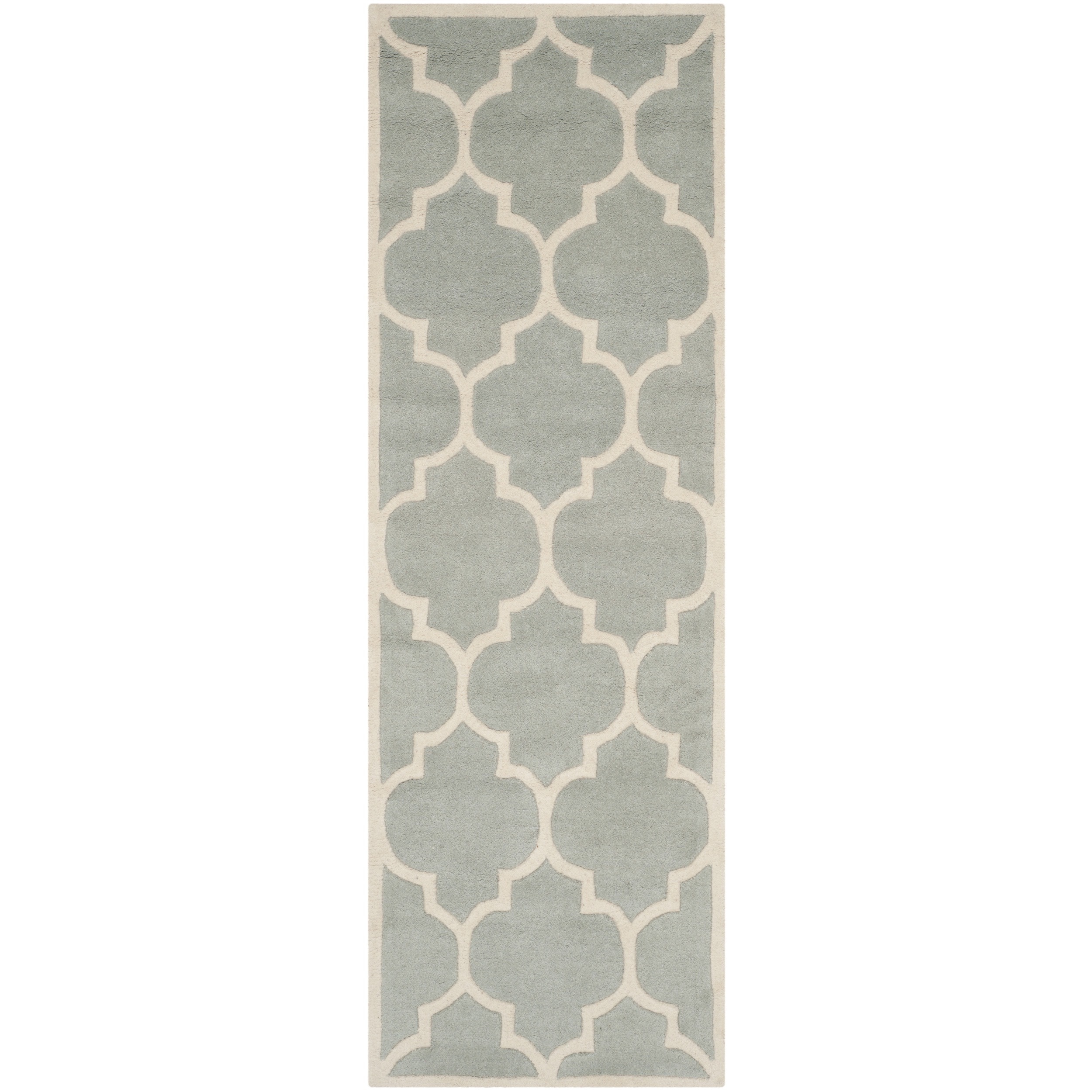 Safavieh Handmade Moroccan Chatham Geometric pattern Gray/ Ivory Wool Rug (23 X 11)