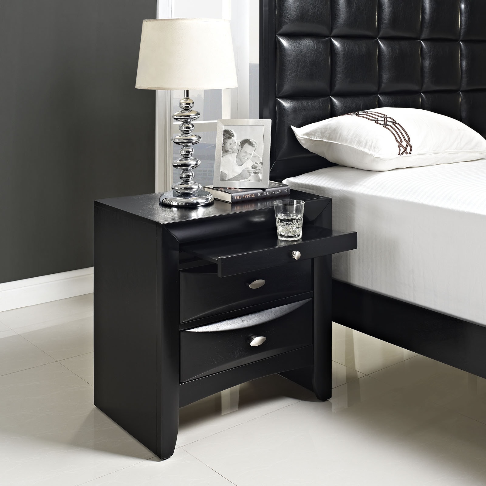 Modway Harrison Nightstand Black Size 2 drawer