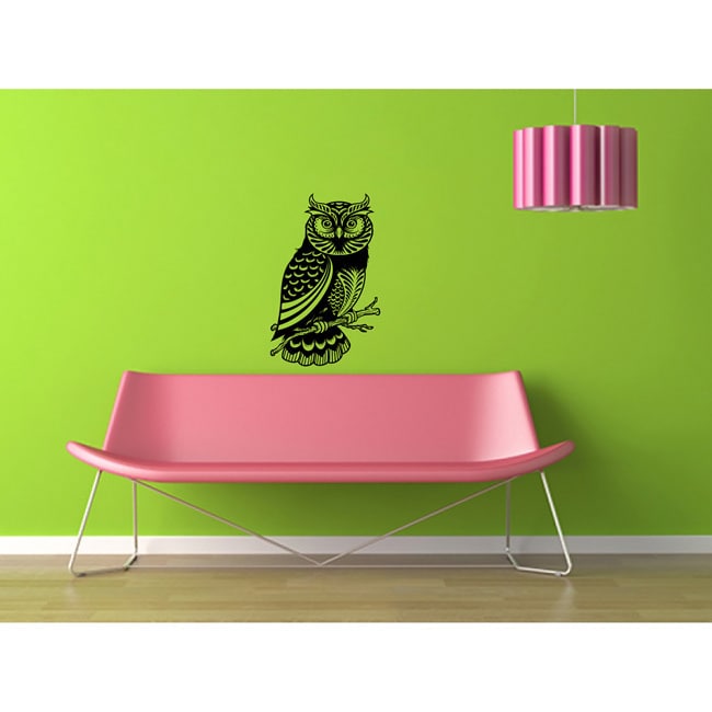 Owl Vinyl Wall Decal (Glossy blackMaterials VinylQuantity One (1) decalSetting IndoorDimensions 25 inches wide x 35 inches longEasy to apply )