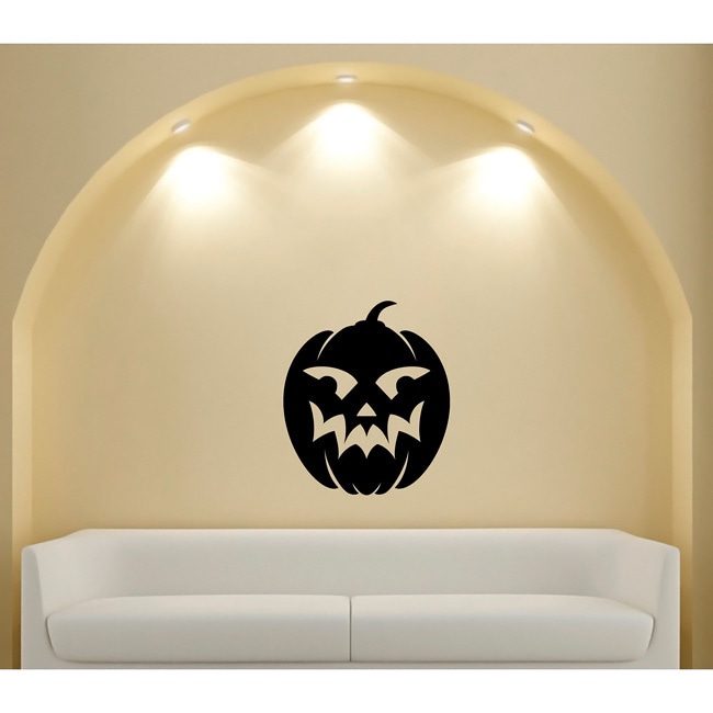 Smiling Jack o lantern Pumpkin Vinyl Wall Decal (Glossy blackMaterials VinylQuantity One (1)Setting IndoorIncludes One (1) wall decalDimensions 25 inches wide x 35 inches long )