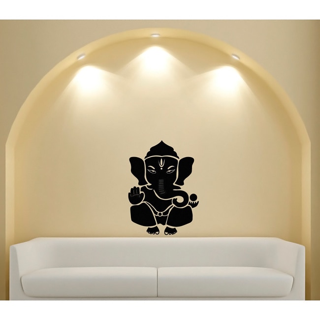 Ganesha Elephant Lord Of Success Hindu Vinyl Wall Decal (Glossy blackMaterials VinylQuantity One (1) decalSetting IndoorDimensions 25 inches wide x 35 inches long )