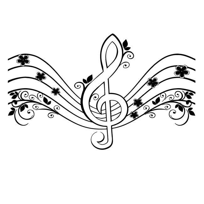 Floral Musical Treble Clef Vinyl Wall Decal (Glossy blackMaterials VinylQuantity One (1) wall decalSetting IndoorDimensions 25 inches wide x 35 inches long All sizes are approximate. )