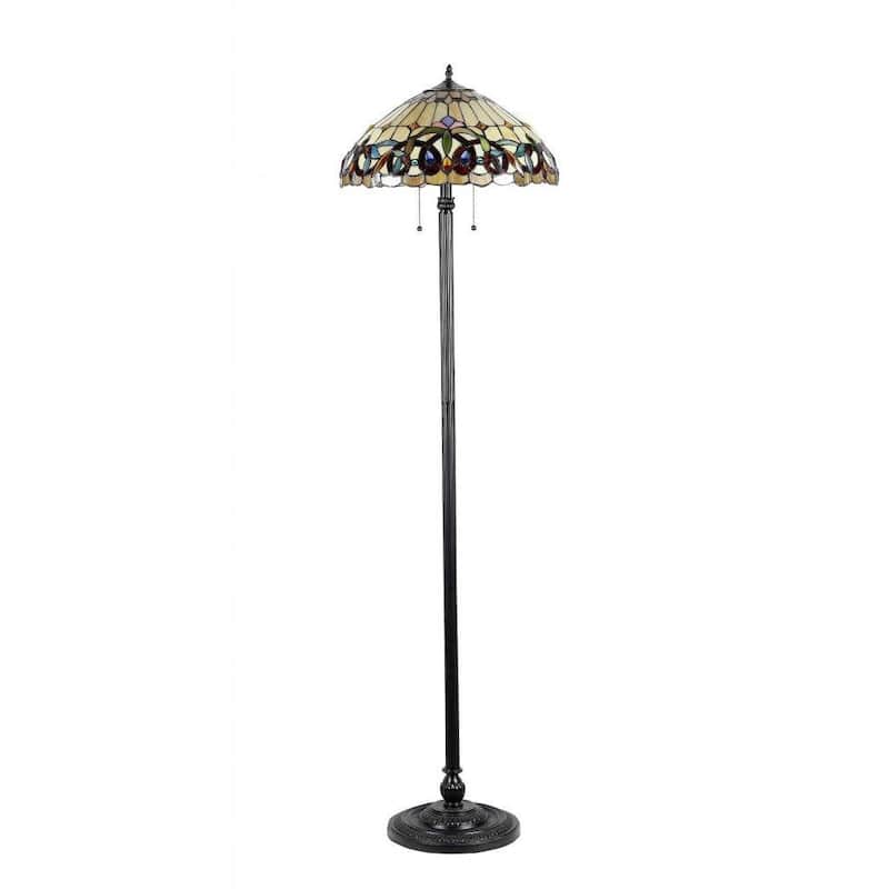Tiffany Style Victorian Design 2-light Bronze Floor Lamp