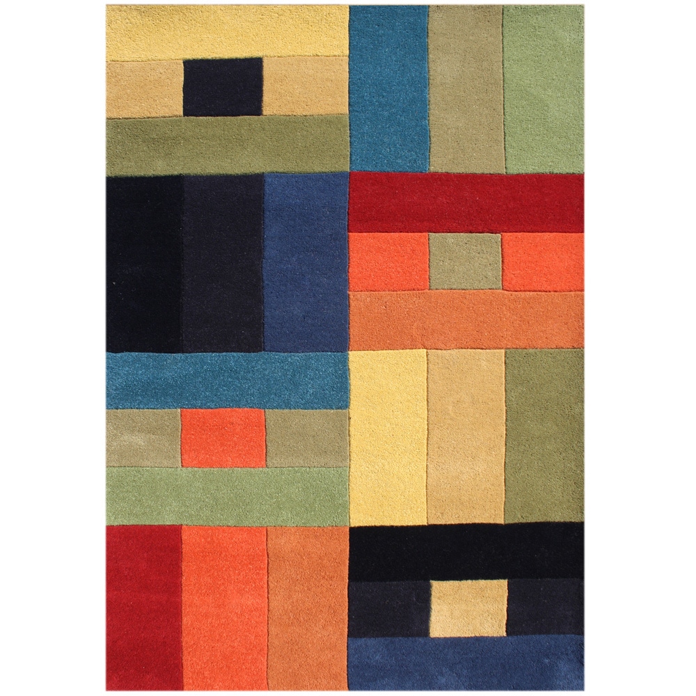 Handmade Alliyah Multicolored Abstract New Zealand Blended Wool Rug (5 X 8)