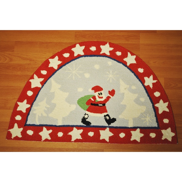 Blue Santa Half Moon Rug - 2' x 4'