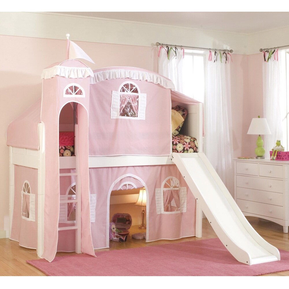 Bolton Furniture Twin Loft Castle Tower Playhouse Bed With Slide And Ladder White Size Twin