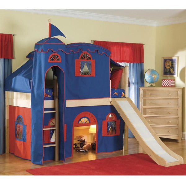 Shop Natural Low-Loft Playhouse Castle Tower Twin Bed with ...