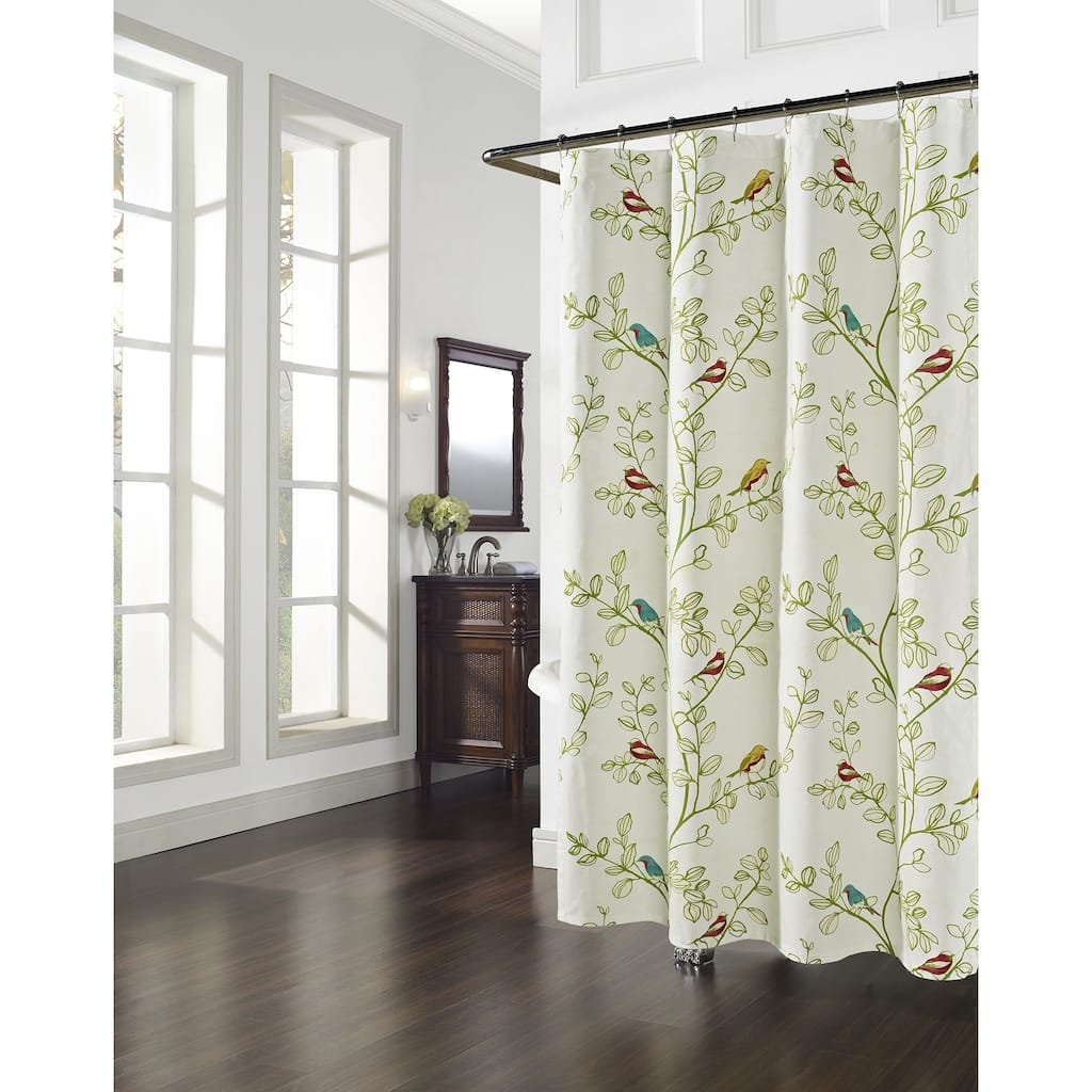 Aviary Floral/Bird Pattern Shower Curtain