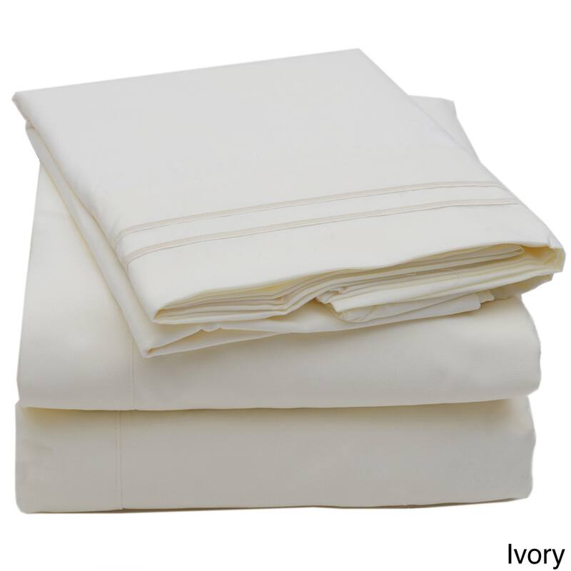 Embroidered 4-piece Bed Sheet Set - King - Ivory