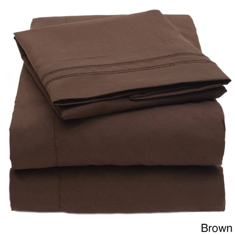 Embroidered 4-piece Bed Sheet Set - King - Brown