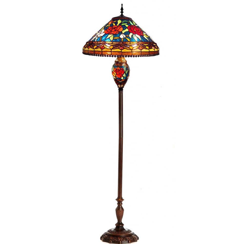 Tiffany Style 2-light Flower Design Floor Lamp