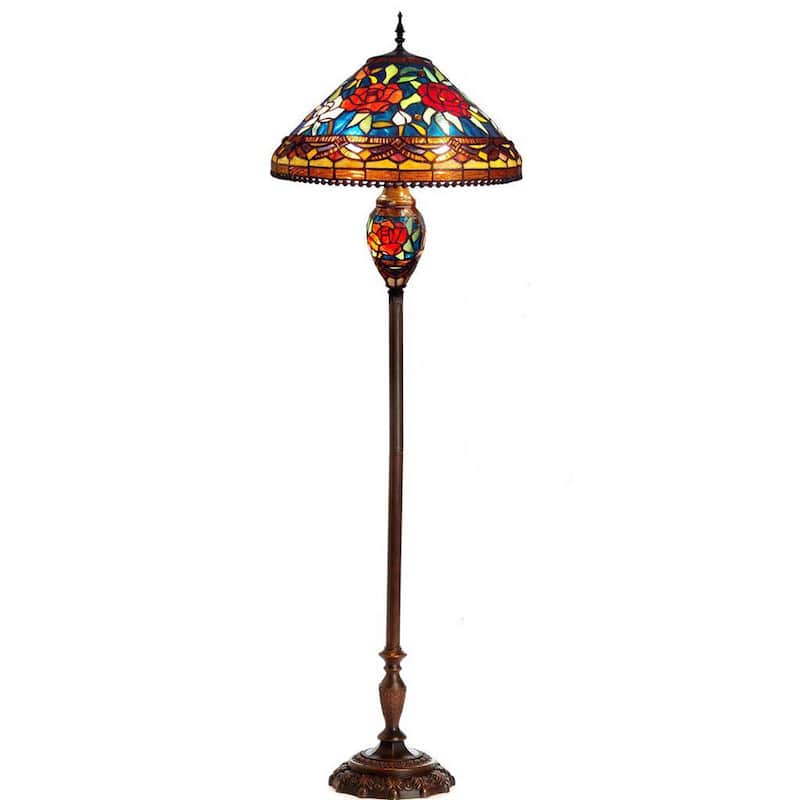 Tiffany Style 2-light Flower Design Floor Lamp
