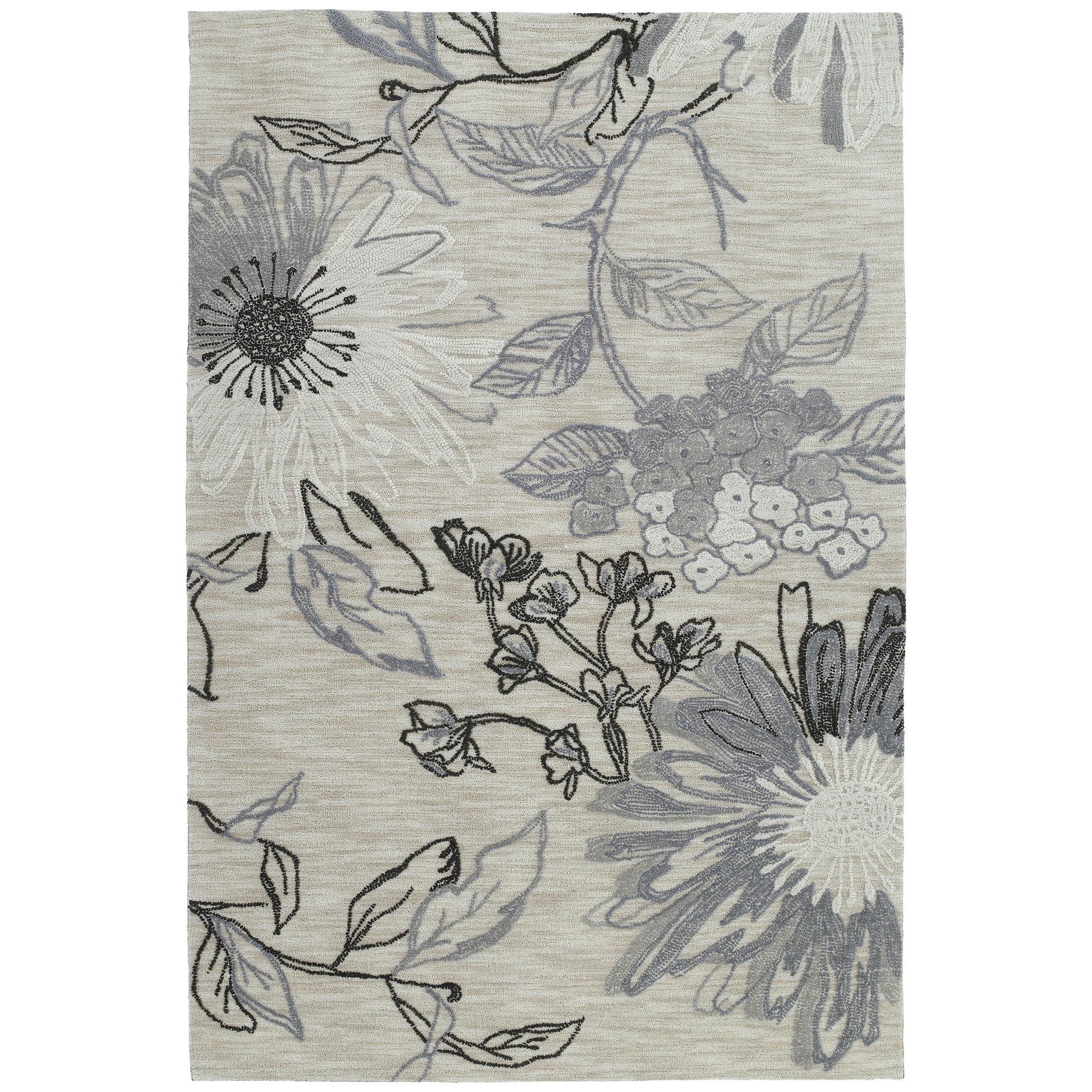 Handmade Copia Grey Floral Polyester Rug (8 X 10)