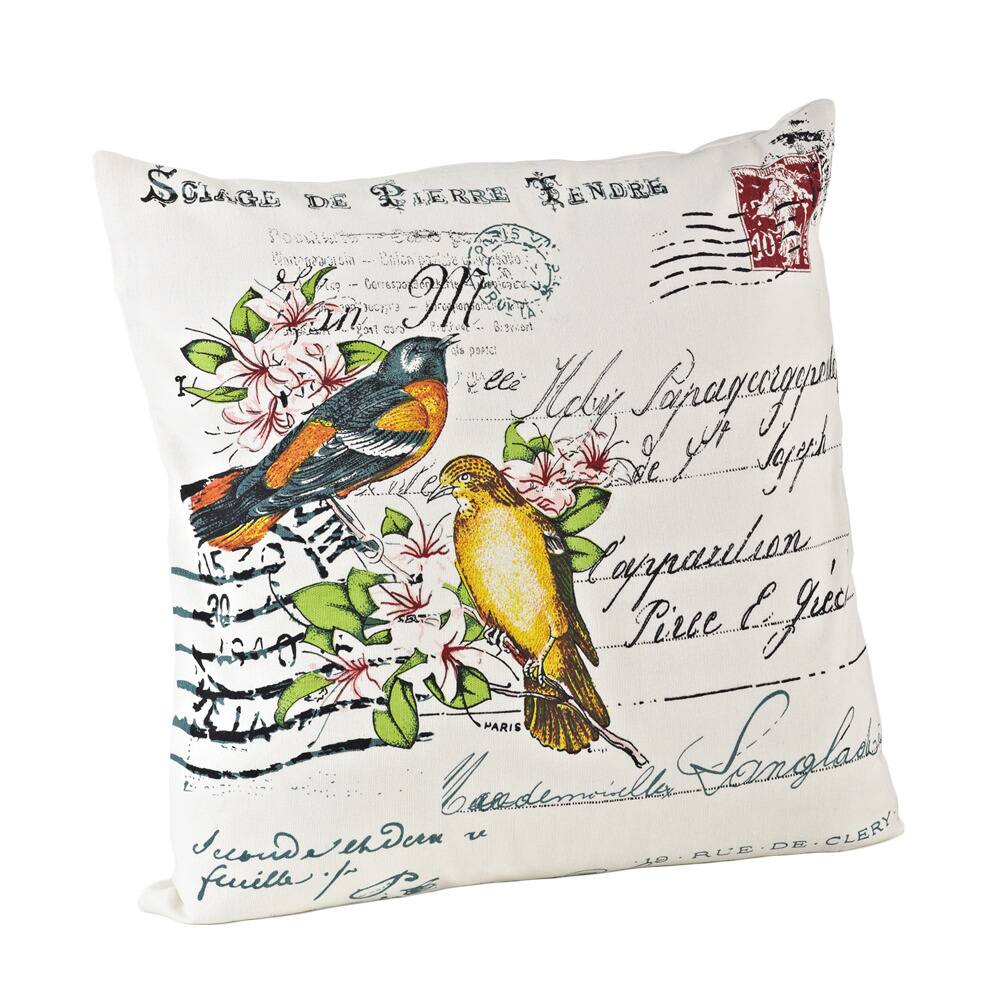 Bird Design 18-inch Down Fill Throw Pillow