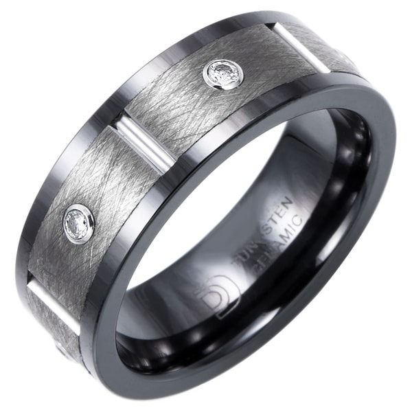 Ceramic and Tungsten 8mm 1/5ct TDW Diamond Band - Free Shipping Today ...