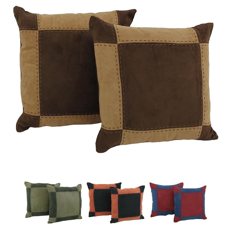 Blazing Needles Patchwork Micro-Suede Throw Pillows (Set of 2) - Bed ...