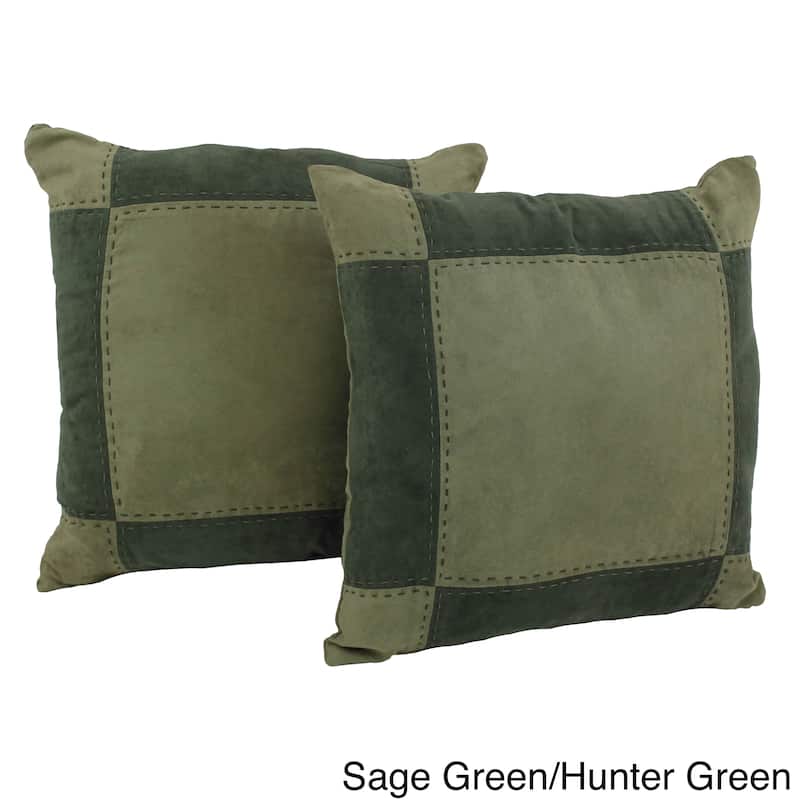 Blazing Needles Patchwork Micro-Suede Throw Pillows (Set of 2)