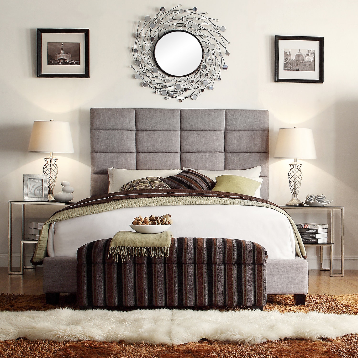 Inspire Q Tower Grey Linen Full/ Queen Upholstered Bed