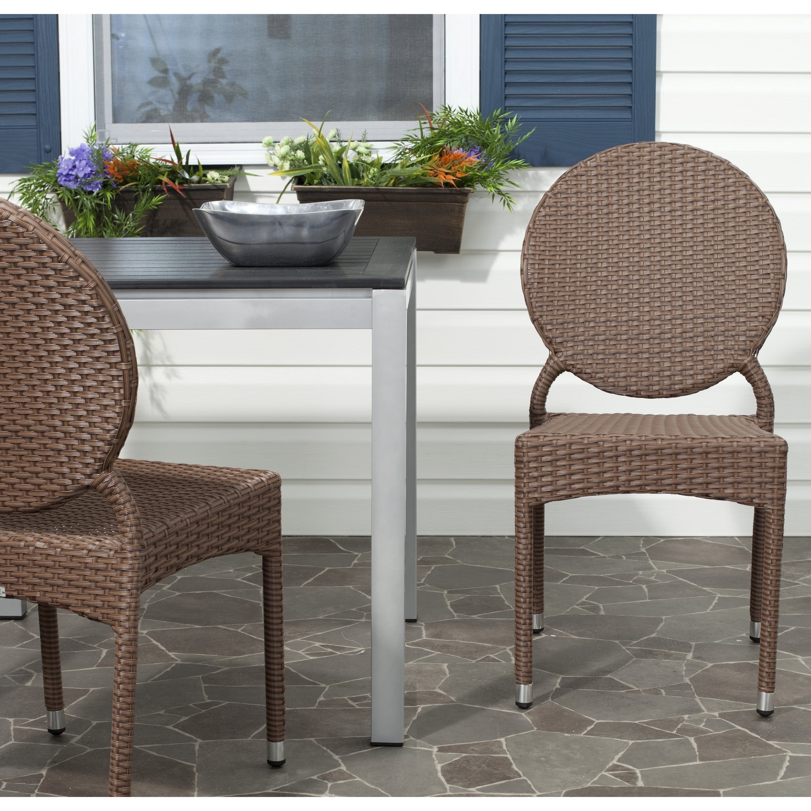 Valdez Brown Indoor Outdoor Stackable Side Chair (set Of 2)