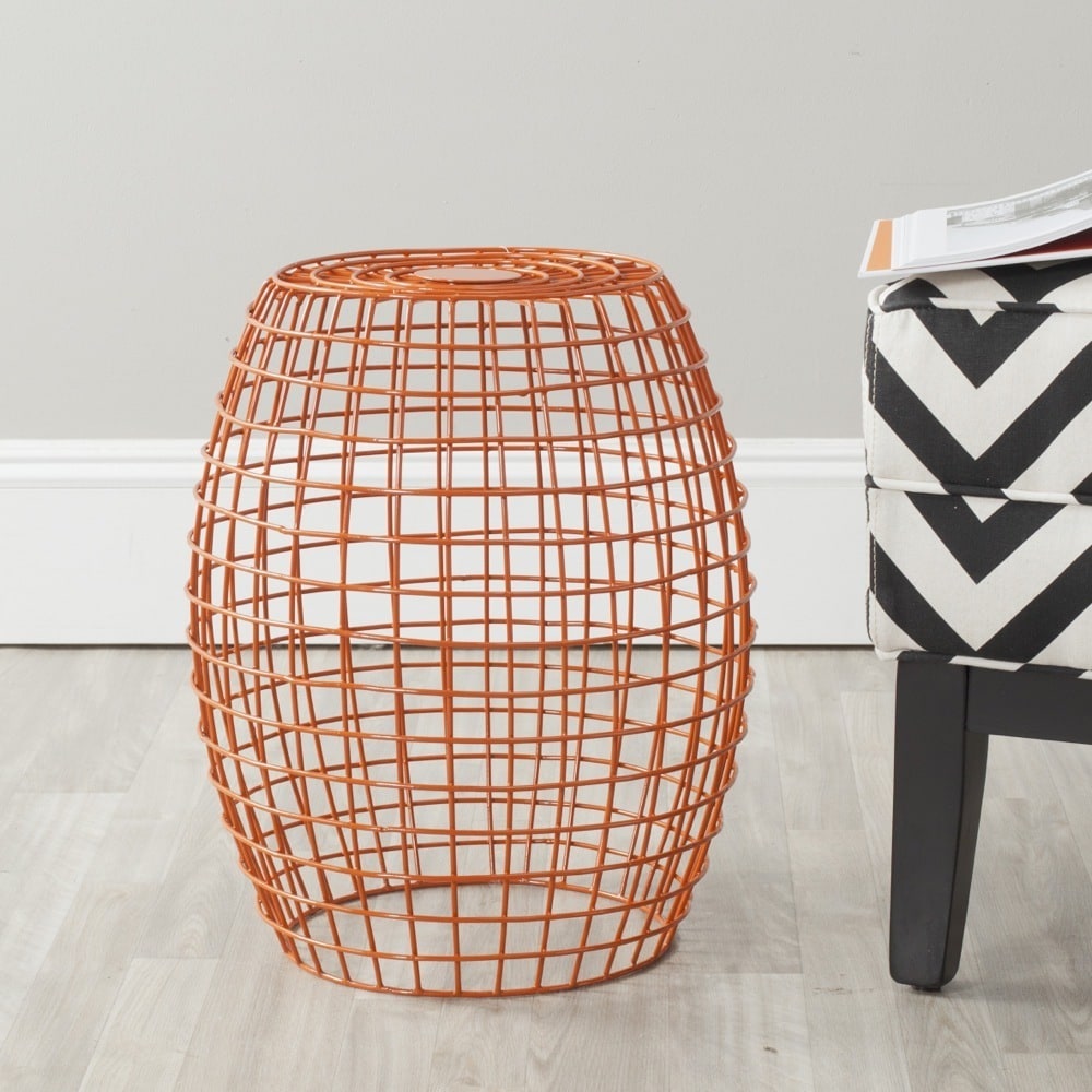 Eric Orange Grid Stool