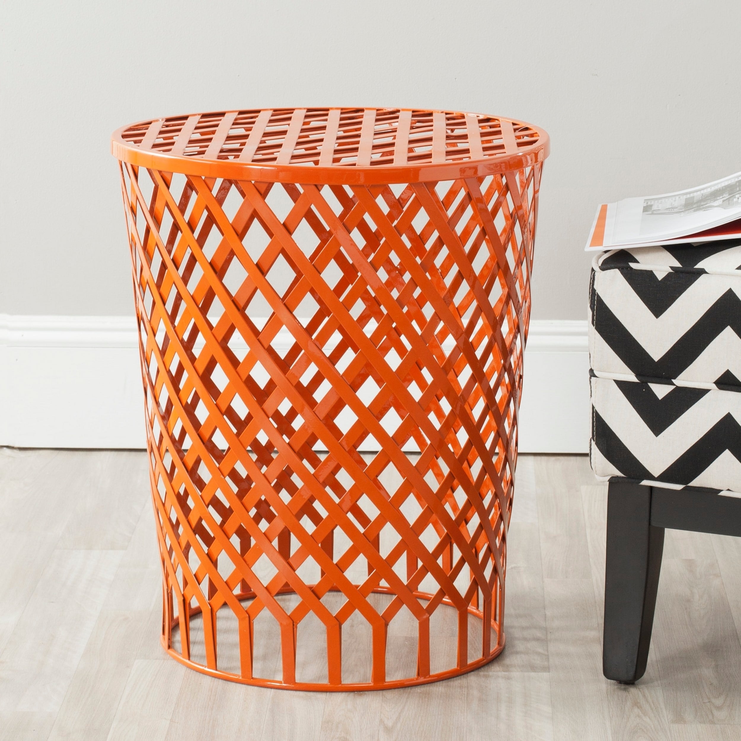 Thor Orange Welded Iron Strips Stool (OrangeMaterials IronDimensions 22 inches high x 18.1 inches wide x 18.1 inches deepThis product will ship to you in 1 box.Furniture arrives fully assembled )