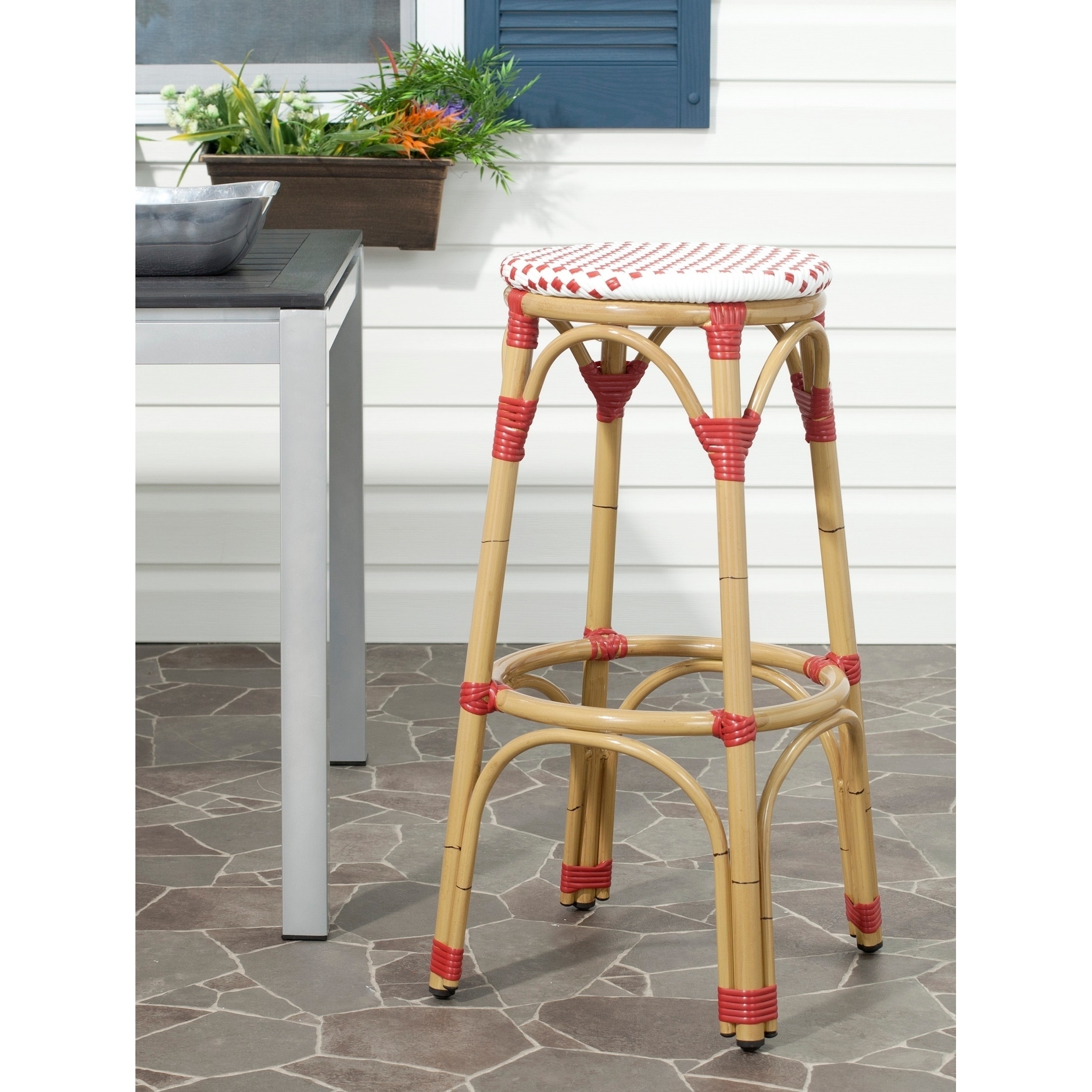 Kipnuk Red/ White Indoor Outdoor Stool