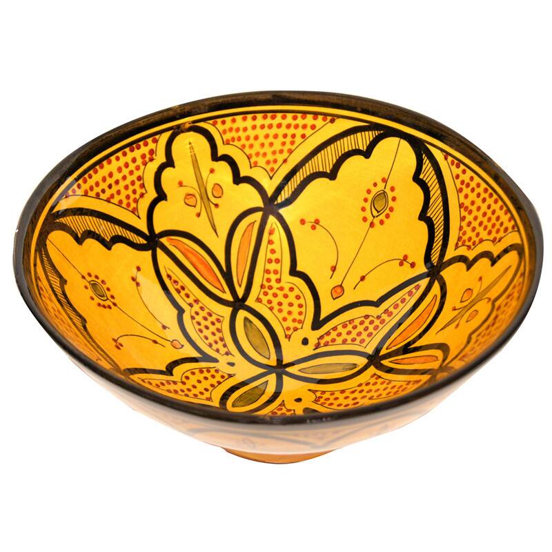 Handmade Moroccan Safi Yellow Ceramic Bowl (Morocco)
