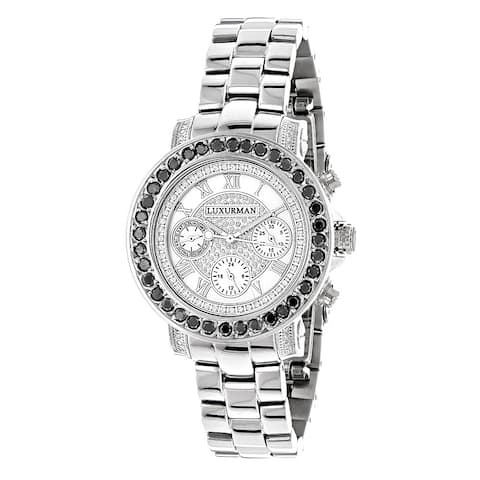 Luxurman Women's 2 1/2ct TDW Black Diamond Watch