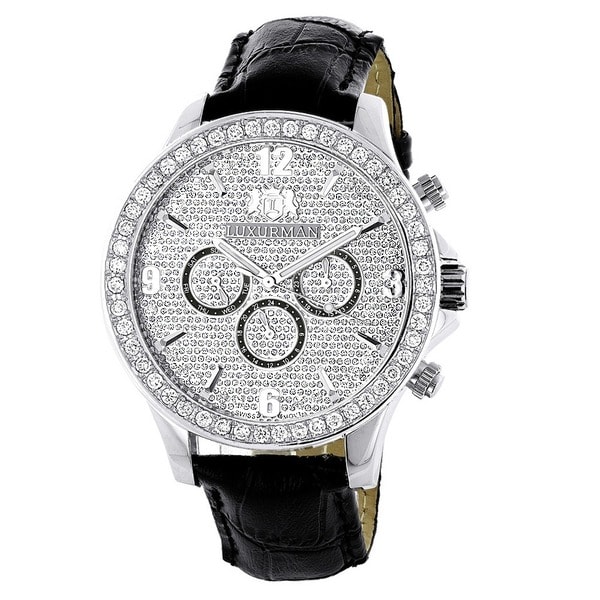 Luxurman Mens Celebrity Diamond Liberty 0.5ct Diamond Accent Watch