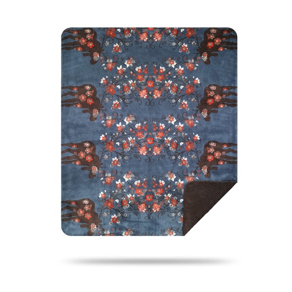 Denali Moose Blossom Blue/Taupe Blanket - N/A - 60x50