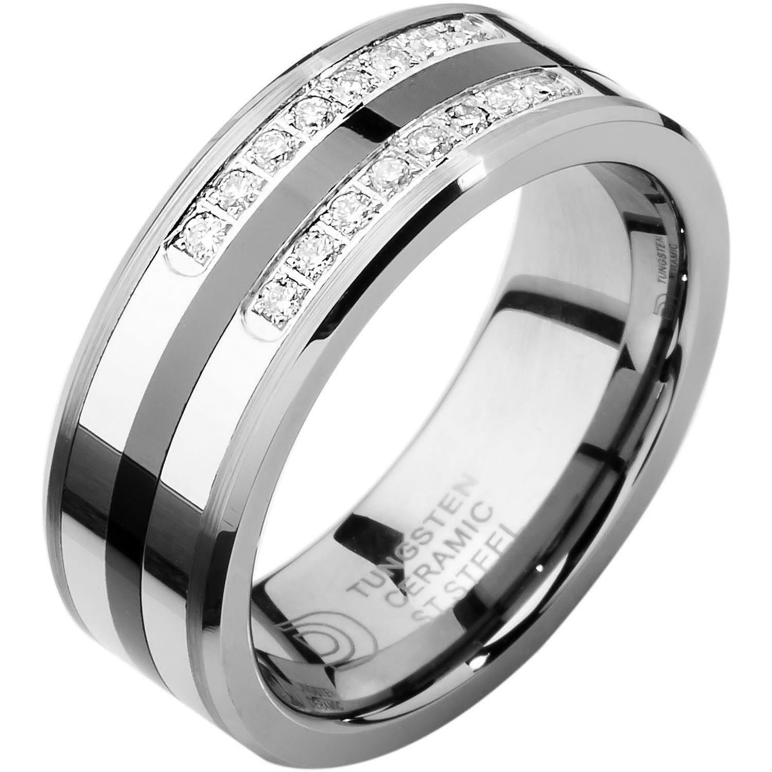 tungsten wedding rings with diamonds        <h3 class=