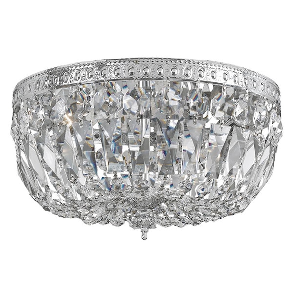 Richmond Flush Mount Chrome Finish 3 Light Lighting Fixture Hand Polished Crystal Accents Flush Mounts