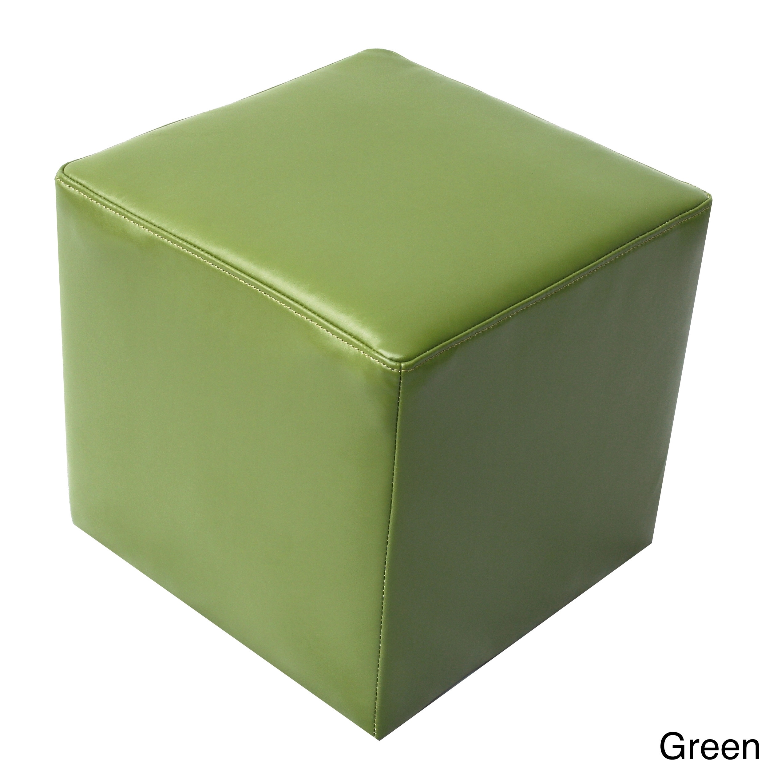 Bonded Leather Cube Contemporary Ottoman