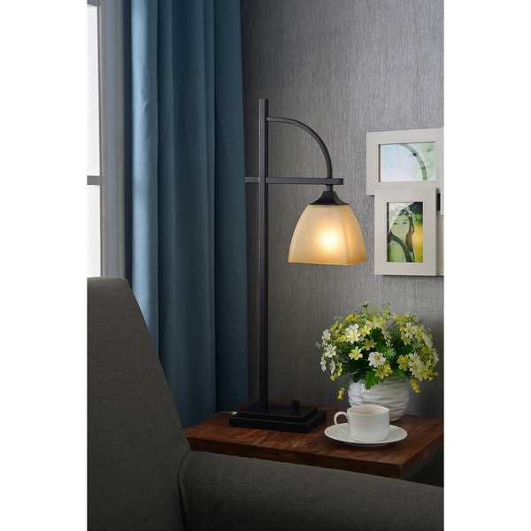 Copper Grove Loa Colmar Square Glass Shade Bronze Finish 1-light Table Lamp
