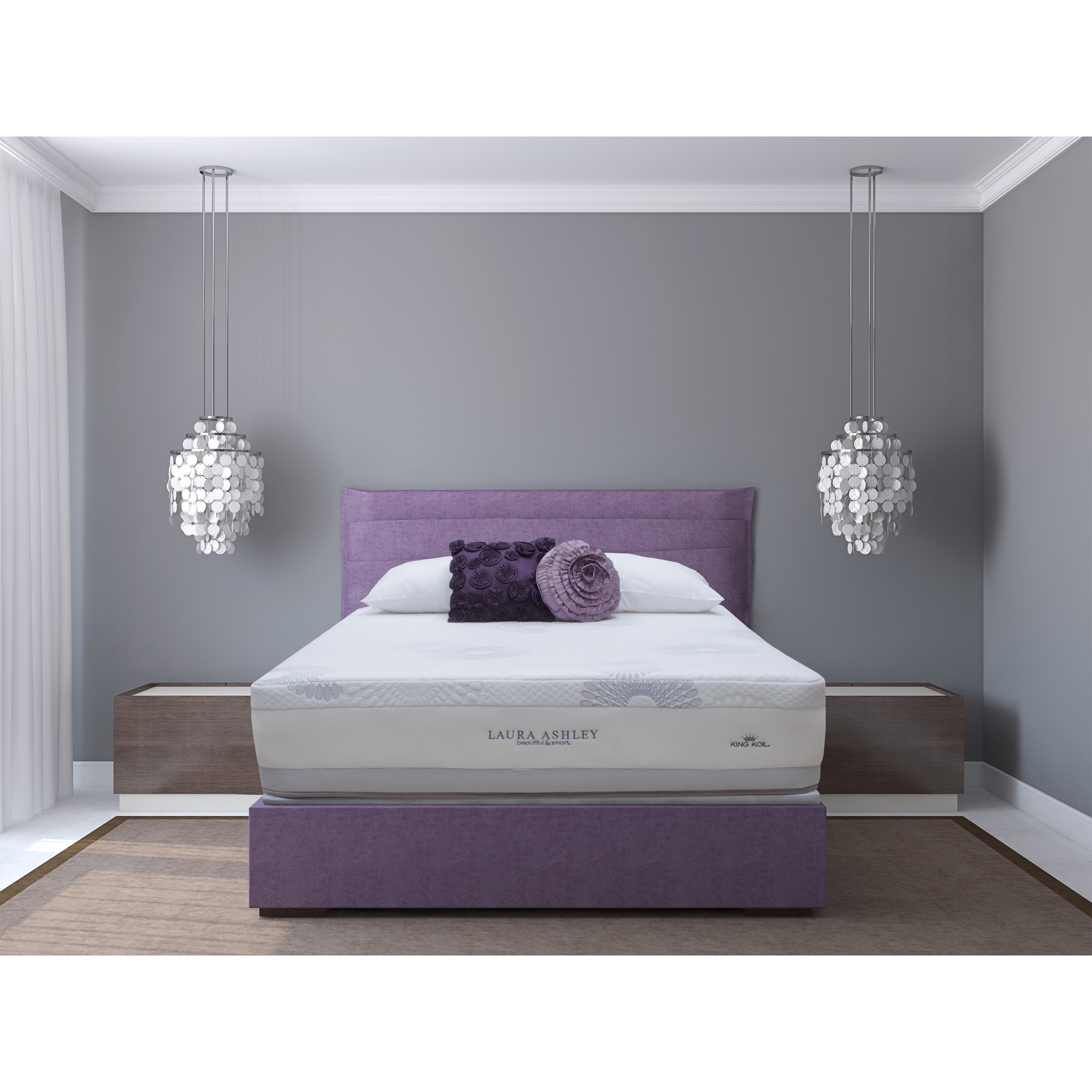 Laura Ashley Blossom Firm Queen size Mattress And Foundation Set (QueenSet includes Mattress and foundationSupport Contour plus encased coil system   638 individually encased coils (queen coil density) reduce motion transfer to eliminate partner disturb