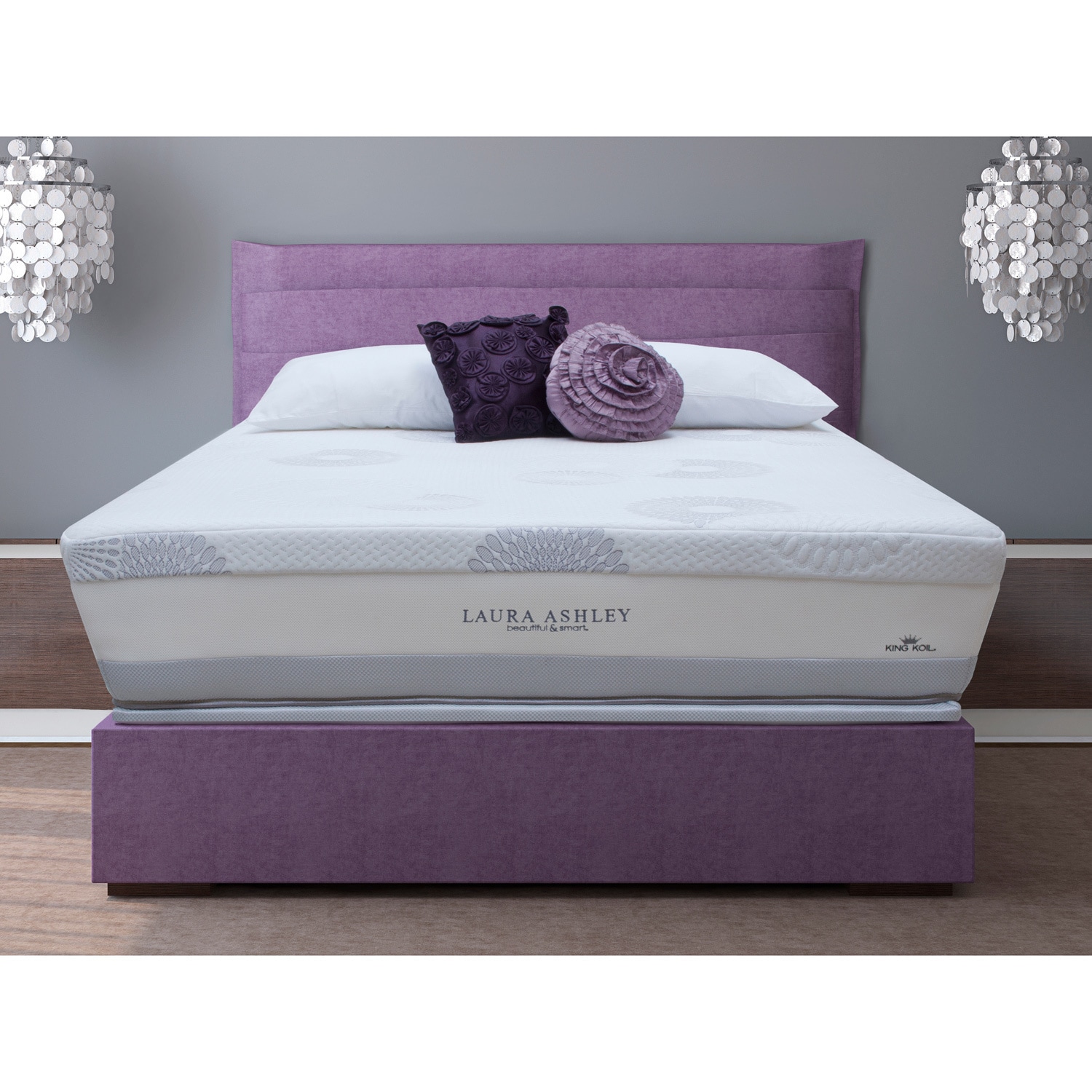 Laura Ashley Laura Ashley Blossom Plush Super Size Full size Mattress And Foundation Set White Size Full