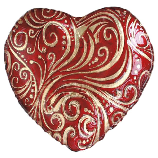 Red/ Gold 8.25 inch Heart Plates (set Of 2)