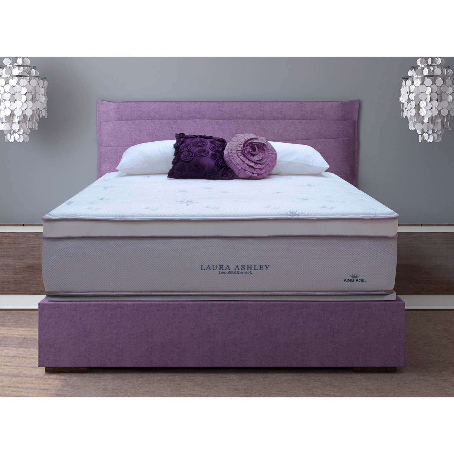 Laura Ashley Laura Ashley Blossom Euro Pillowtop King size Mattress And Foundation Set White Size King