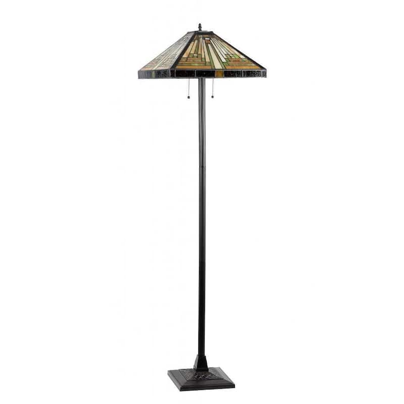 Chloe Tiffany Style Mission Design 2-light Dark Antique Bronze Floor Lamp