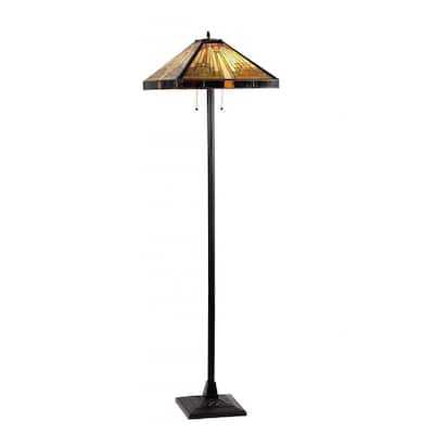 Chloe Tiffany Style Mission Design 2-light Dark Antique Bronze Floor Lamp