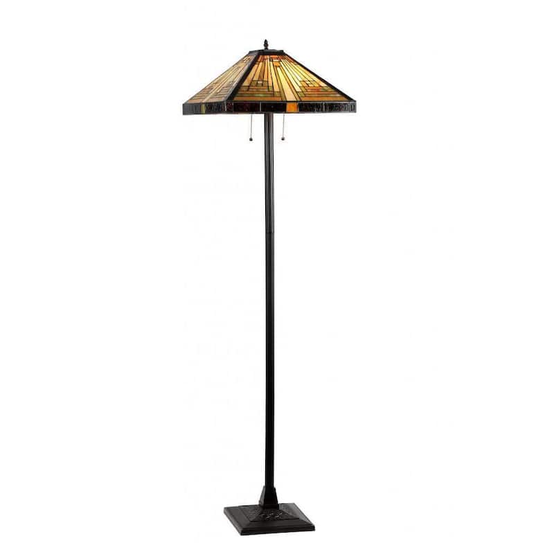 Chloe Tiffany Style Mission Design 2-light Dark Antique Bronze Floor Lamp